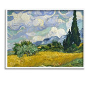Stupell White Framed Giclee Van Gogh Wheat Field with Cypresses, 11x14