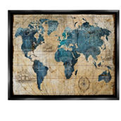 Stupell Black Floater Framed Vintage Abstract World Map Design, 25x31