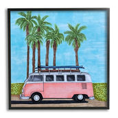 Stupell Black Framed Giclee Tropical Vacation Minibus, 17x17