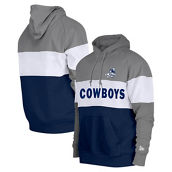 New Era Men's Navy/Silver Dallas Cowboys Throwback Colorblocked Pullover Hoodie