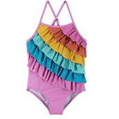 Andy & Evan Toddler Girls Rainbow Ruffle Detail Swimsuit