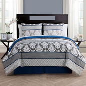 VCNY Home Beckham Blue Damask Bed-in-a-Bag Comforter Set