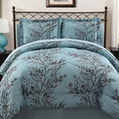 VCNY Home Blue and Chocolate Leaf Bed-in-a-Bag Comforter Set