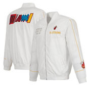 JH Design Men's White Miami Heat 2022/23 City Edition Full-Zip Nylon Bomber Jacket