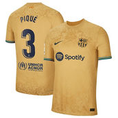 Nike Men's Gerard Pique Gold Barcelona 2022/23 Away Authentic Player Jersey