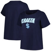 Profile Women's Deep Sea Blue Seattle Kraken Plus Size Arch Over Logo T-Shirt
