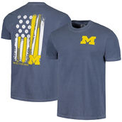 Image One Men's Navy Michigan Wolverines Baseball Flag Comfort Colors T-Shirt