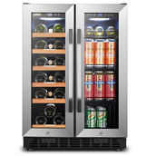 Lanbo 24 Inch Wine Cooler and Beverage Refrigerator, 18 Bottle and 56 Can
