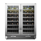 Lanbo 30 Inch Dual Zone Wine Cooler with Seamless Stainless Steel Doors, 52 Bottle