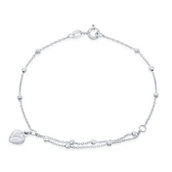 Bella Silver, Sterling Silver Beads with Heart Charm Bracelet