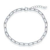 Bella Silver, Sterling Silver Polished & Rope Design Paperclip Bracelet