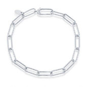 Bella Silver, Sterling Silver Alternating Rope Design & Polished Paperclip Bracelet