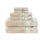 Madison Park Belle Embroidered Cotton Jacquard 6 Piece Towel Set