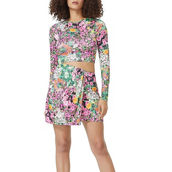 Womens Floral Print Cutout Cocktail and Party Dress