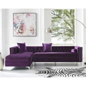 Inspired Home Leonardo Chaise Sectional Sofa Nailhead Trim Metal Y-legs