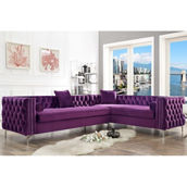 Inspired Home Leonardo Corner Sectional Sofa Nailhead Trim Metal Y-legs