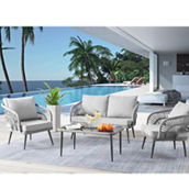 Inspired Home Railynn Outdoor Rattan Wicker 4pc Seating Group