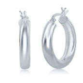 Bella Silver, Sterling Silver 5x25mm High-Polished Hoop Earrings