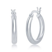 Bella Silver, Sterling Silver 3x20mm High-Polished Hoop Earrings