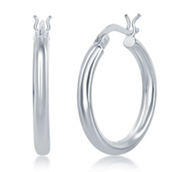 Bella Silver, Sterling Silver 3x25mm High-Polished Hoop Earrings