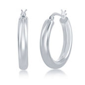Bella Silver, Sterling Silver 4x25mm High-Polished Hoop Earrings