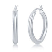 Bella Silver, Sterling Silver 4x30mm High-Polished Hoop Earrings