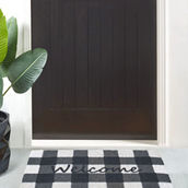 Checkered Welcome Coir Doormat