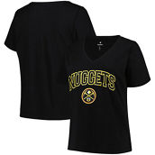 Profile Women's Black Denver Nuggets Plus Size Arch Over Logo V-Neck T-Shirt