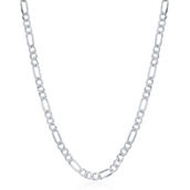 Links of Italy Sterling Silver 4.2mm Figaro Chain - Rhodium Plated