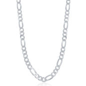 Links of Italy Sterling Silver 5.8mm Figaro Chain - Rhodium Plated