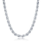Links of Italy Sterling Silver Solid Diamond-Cut 5mm Rope Chain - Rhodium Plated