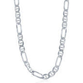 Links of Italy Sterling Silver 7.3mm Figaro Gucci Chain - Rhodium Plated