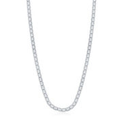 Links of Italy Sterling Silver 3.5mm Flat Marina Chain - Rhodium Plated