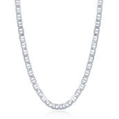 Links of Italy Sterling Silver 4.1mm Flat Marina Chain - Rhodium Plated
