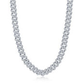 Links of Italy Sterling Silver 9mm Micro Pave Monaco Chain