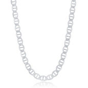 Links of Italy Sterling Silver 7mm Pave Marina Chain - Rhodium Plated