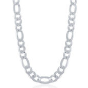 Links of Italy Sterling Silver 8.6mm Figaro Chain - Rhodium Plated