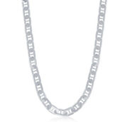 Links of Italy Sterling Silver 5.8mm Flat Marina Chain - Rhodium Plated
