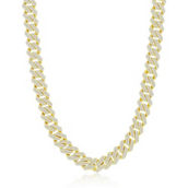 Links of Italy Sterling Silver 8mm Pave CZ Monaco Chain - Gold Plated