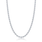 Links of Italy Sterling Silver Solid Diamond-Cut 3mm Rope Chain - Rhodium Plated