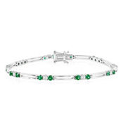 Diamonds D'Argento Sterling Silver, Emerald & Diamond Bracelet - (30 Stones)