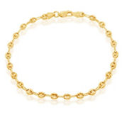 Links of Italy Sterling Silver 4mm Puffed Marina Anklet - Gold Plated
