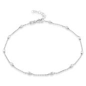 Bella Silver Sterling Silver Diamond Cut Small Oval Beads Anklet