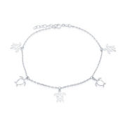 Bella Silver Sterling Silver Cut-Out Sea Turtle Anklet