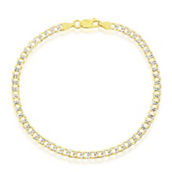 Links of Italy Sterling Silver 4mm Pave Cuban Anklet - Gold Plated