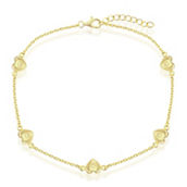Bella Silver Sterling Silver Station Hearts Anklet - Gold Plated