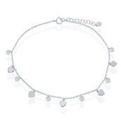 Bella Silver Sterling Silver Alternating CZ with Shiny & Matte Hearts Anklet