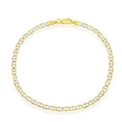 Links of Italy Sterling Silver 3.5mm Pave Marina Anklet - Gold Plated