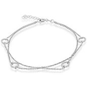 Bella Silver Sterling Silver Double Strand Open Rings Anklet