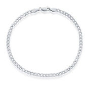 Links of Italy Sterling Silver 3.5mm Cuban Anklet - Rhodium Plated